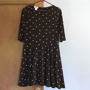 Unique Vintage Black and Apple Flare Dress